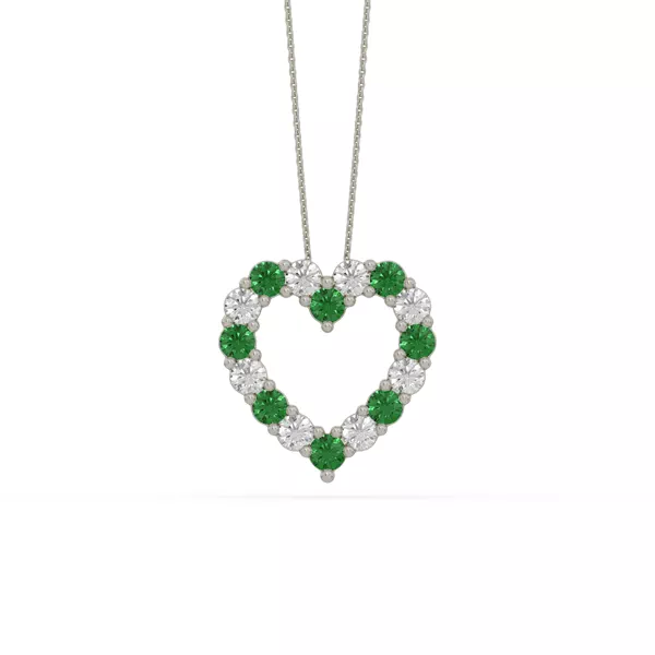 Heart Lab Emerald & Lab Diamond Silver Necklace (2.00 ct. tw.)