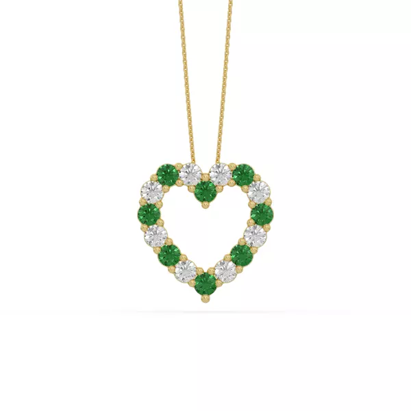 Heart Lab Emerald & Lab Diamond Vermeil Necklace (2.00 ct. tw.)