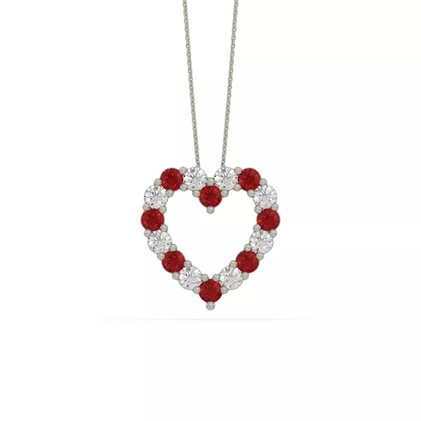 Heart Lab Ruby & Lab Diamond Silver Necklace (2.00 ct. tw.)