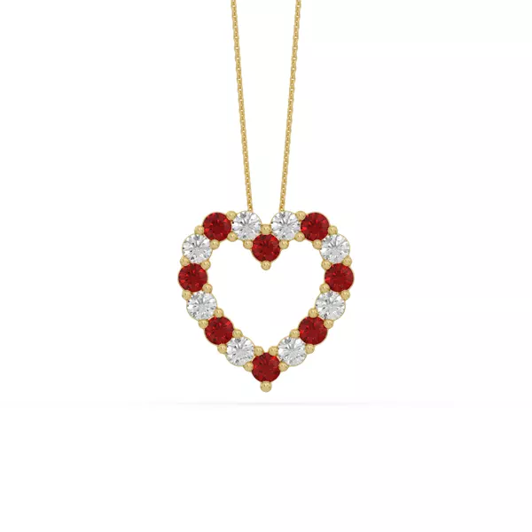 Heart Lab Ruby & Lab Diamond Vermeil Necklace (2.00 ct. tw.)