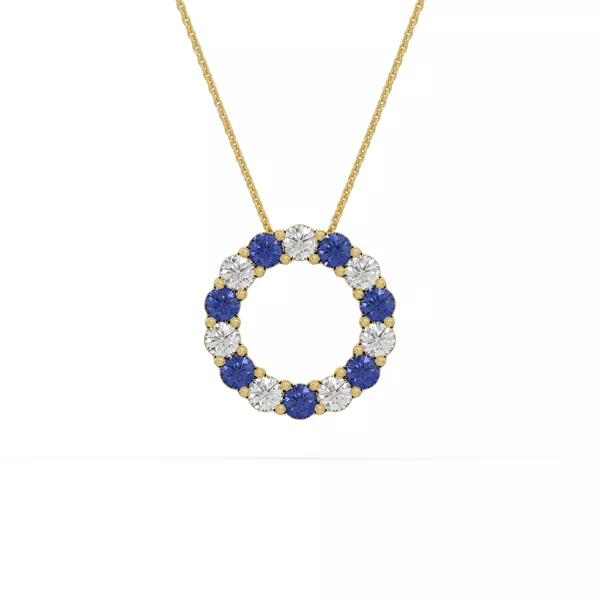 Circle Lab Sapphire & Lab Diamond Vermeil Necklace (1.00 ct. tw.)