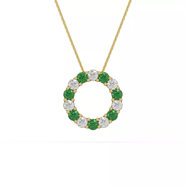 Circle Lab Emerald & Lab Diamond Vermeil Necklace (1.00 ct. tw.)