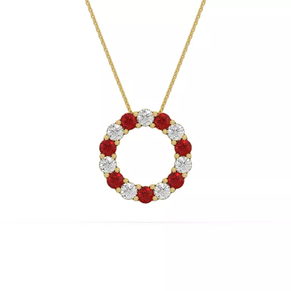 Circle Lab Ruby & Lab Diamond Vermeil Necklace (1.00 ct. tw.)