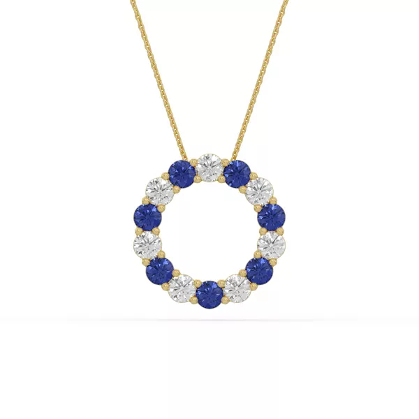 Circle Lab Sapphire & Lab Diamond Vermeil Necklace (1.50 ct. tw.)