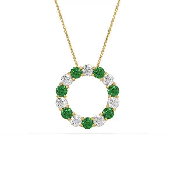 Circle Lab Emerald & Lab Diamond Vermeil Necklace (1.50 ct. tw.)