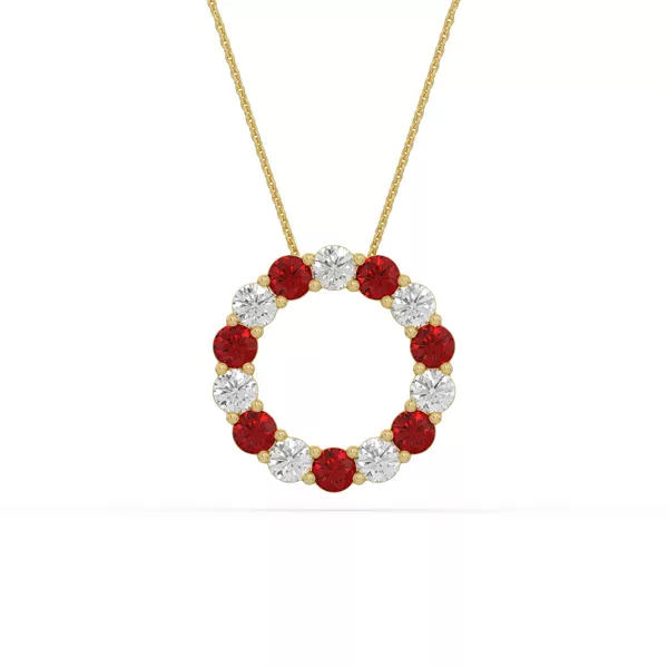 Circle Lab Ruby & Lab Diamond Vermeil Necklace (1.50 ct. tw.)