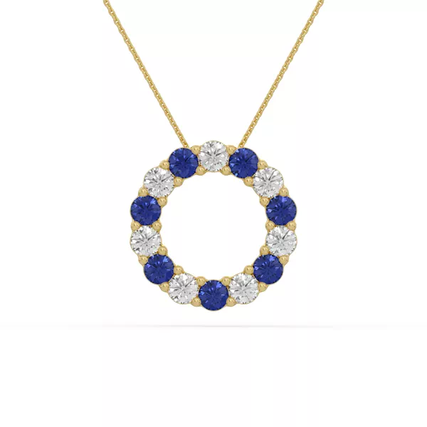 Circle Lab Sapphire & Lab Diamond Vermeil Necklace (2.00 ct. tw.)