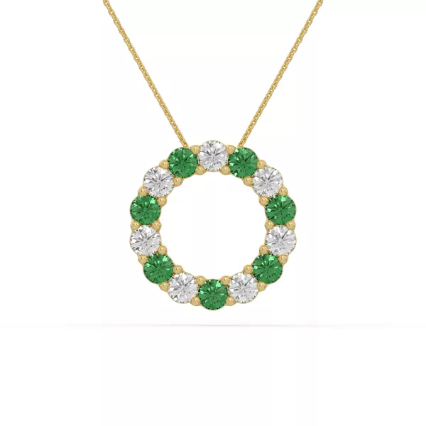 Circle Lab Emerald & Lab Diamond Vermeil Necklace (2.00 ct. tw.)