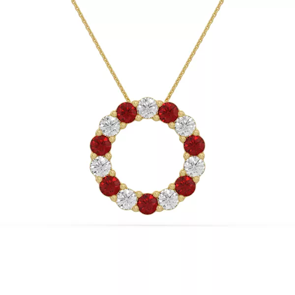 Circle Lab Ruby & Lab Diamond Vermeil Necklace (2.00 ct. tw.)