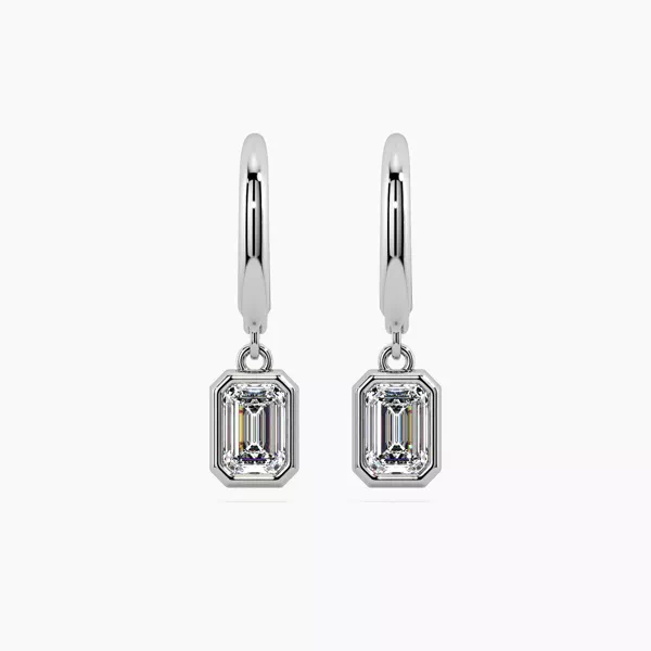 Emerald-Cut Lab Diamond Bezel Leverback Silver Earrings (1.00 ct. tw.)