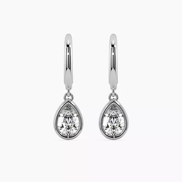 Pear Lab Diamond Bezel Leverback Silver Earrings (1.00 ct. tw.)