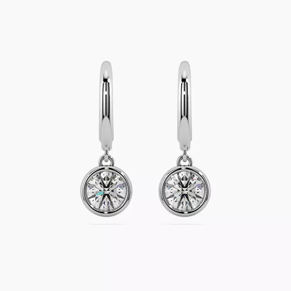 Round Lab Diamond Bezel Leverback Silver Earrings (1.00 ct. tw.)