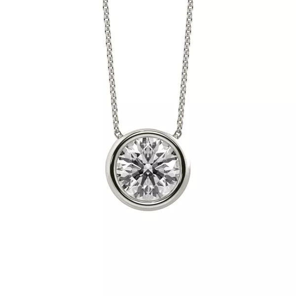 Bezel Solitaire Lab Diamond Silver Necklace (1.00 ct. tw.)