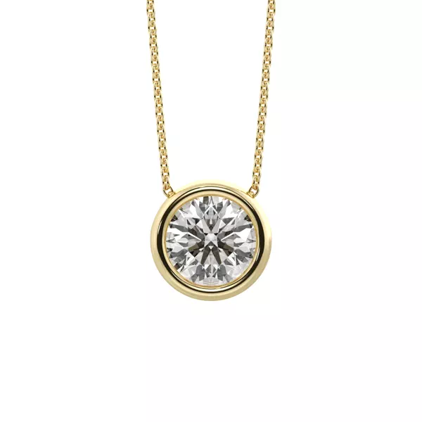 Bezel Solitaire Lab Diamond Silver Necklace (1.00 ct. tw.)