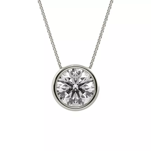 Bezel Solitaire Lab Diamond Silver Necklace (1.50 ct. tw.)