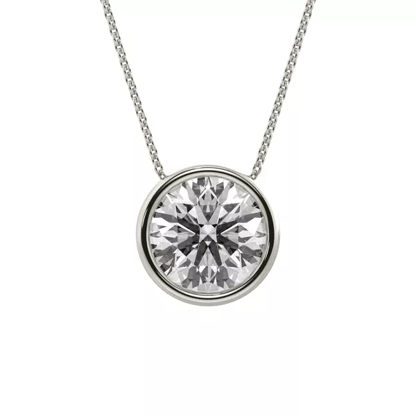 Bezel Solitaire Lab Diamond Silver Necklace (2.00 ct. tw.)