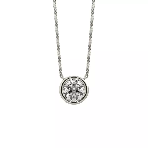 Bezel Solitaire Lab Diamond Silver Necklace (0.25 ct. tw.)