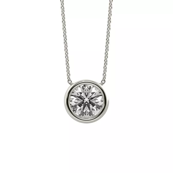 Bezel Solitaire Lab Diamond Silver Necklace (0.75 ct. tw.)