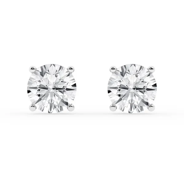 Setting Round Lab Diamond Silver Stud earrings (4 ct. tw.)