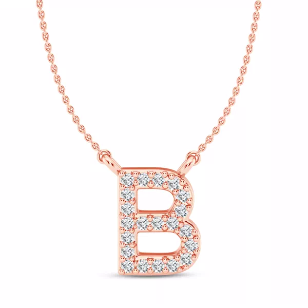 Lab Diamond Initial Necklace – B