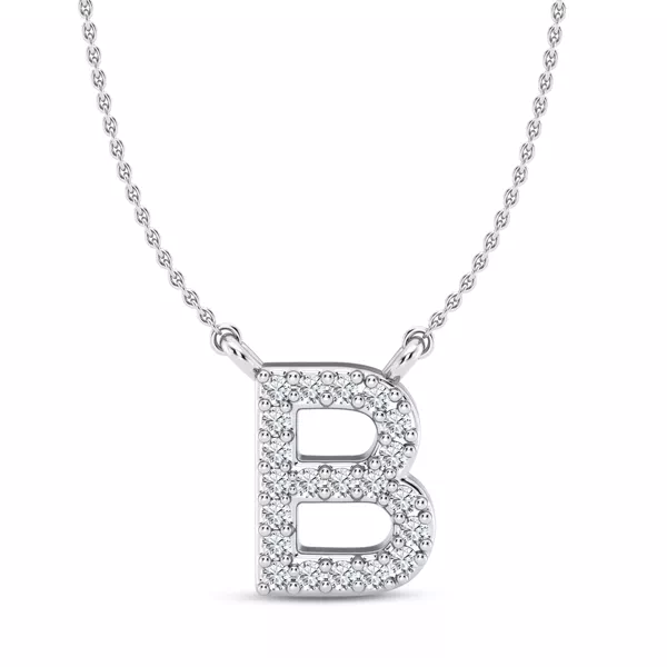 Lab Diamond Initial Necklace – B