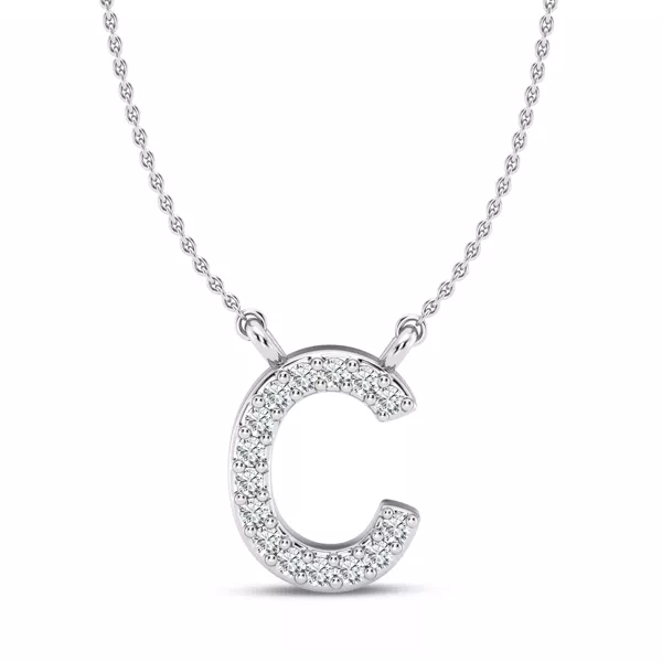 Lab Diamond Initial Necklace – C