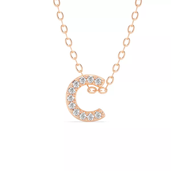 Petite Lab Diamond Initial Necklace – C