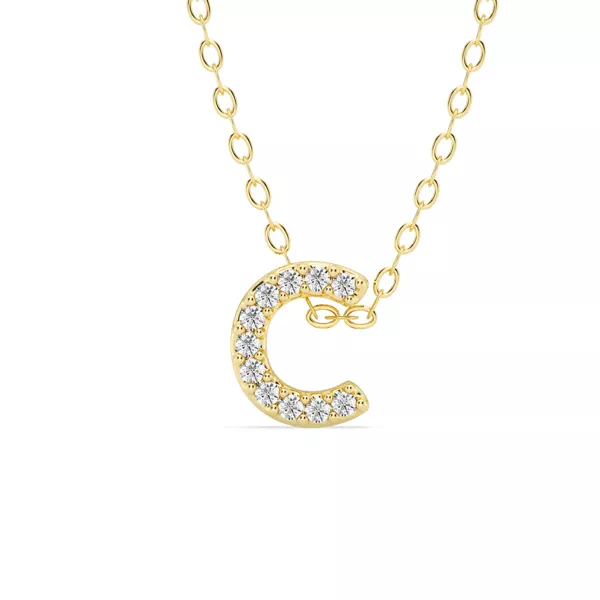 Petite Lab Diamond Initial Necklace – C