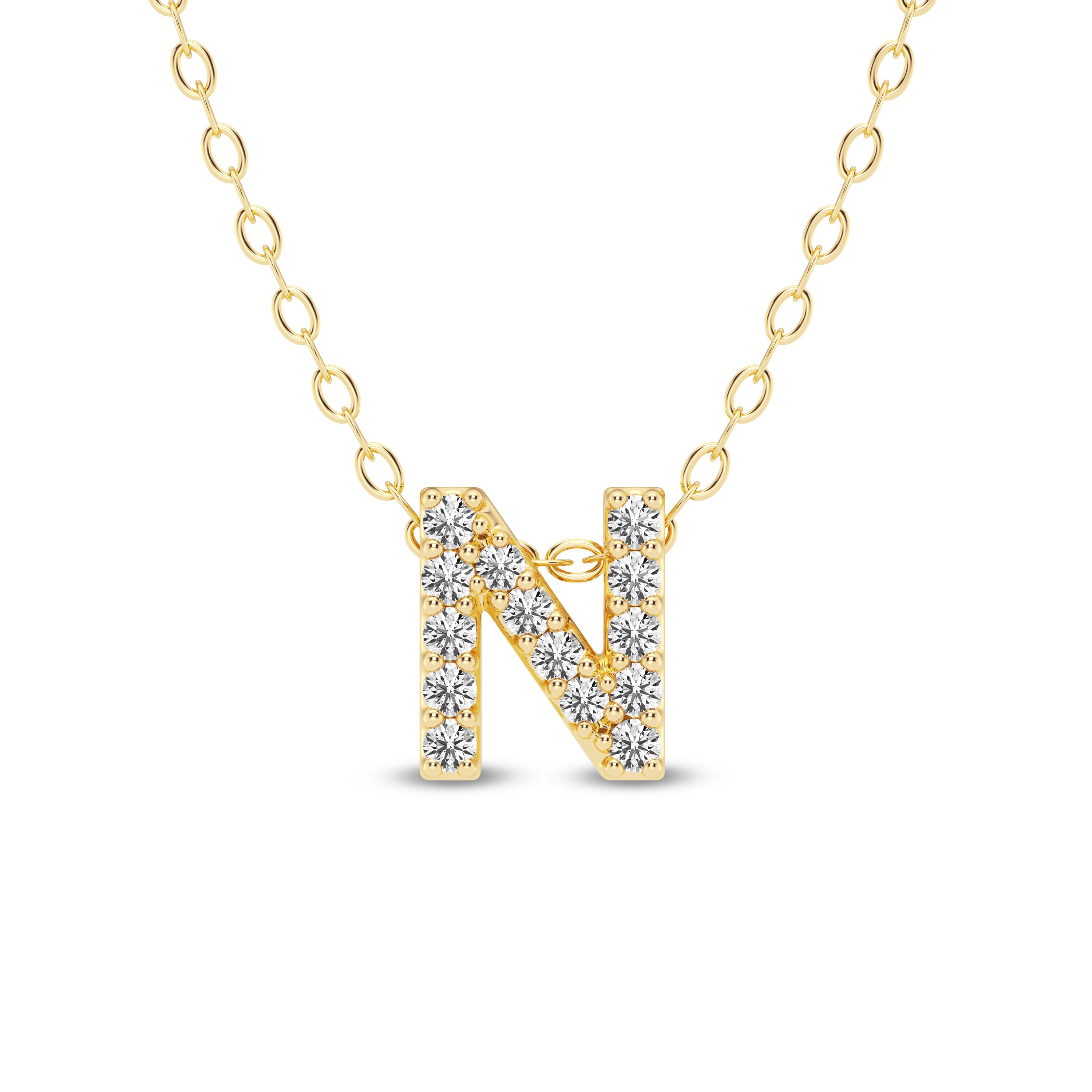 Petite Lab Diamond Initial Necklace – N