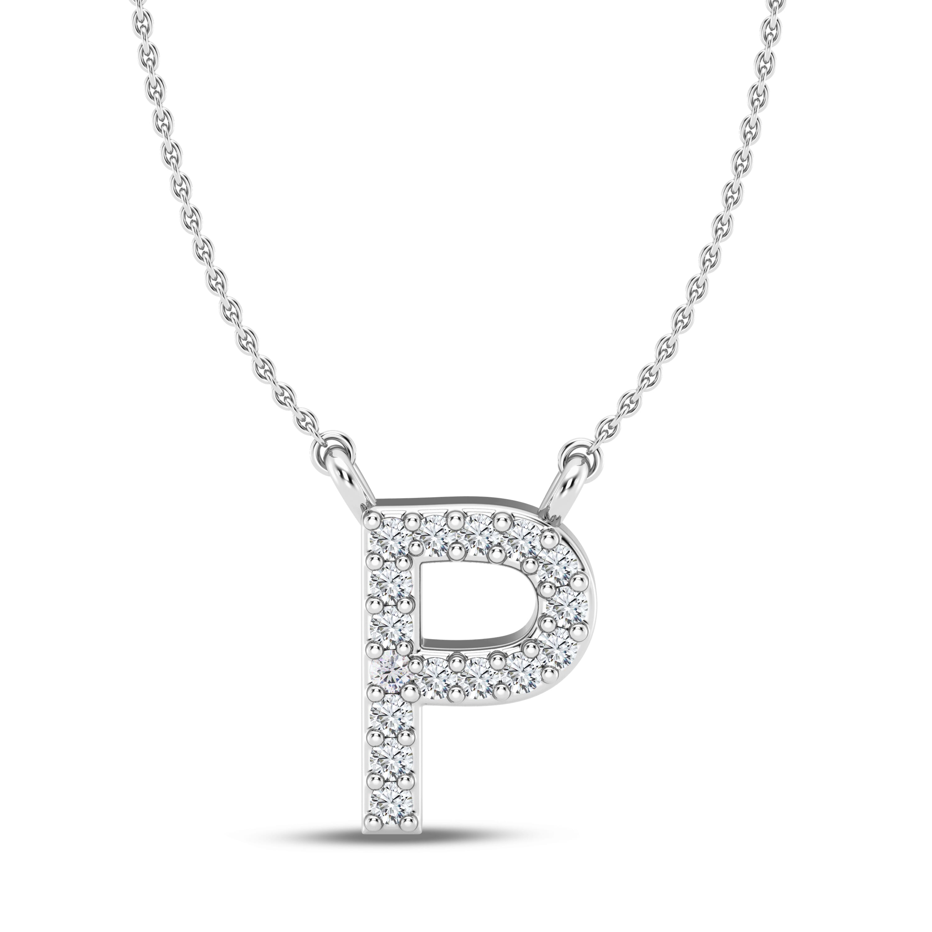 Lab Diamond Initial Necklace – P