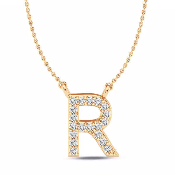 Lab Diamond Initial Necklace – R
