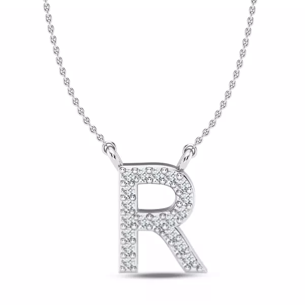 Lab Diamond Initial Necklace – R