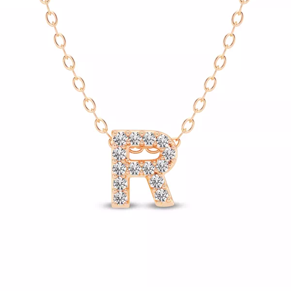 Petite Lab Diamond Initial Necklace – R