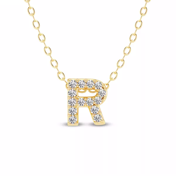 Petite Lab Diamond Initial Necklace – R