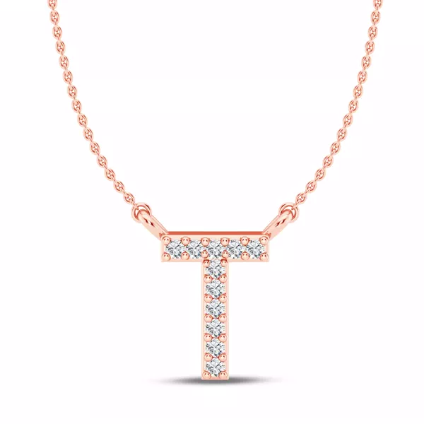 Lab Diamond Initial Necklace – T