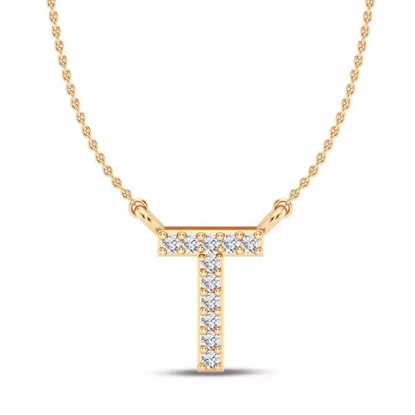 Lab Diamond Initial Necklace – T