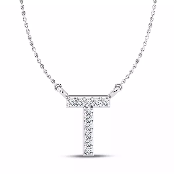 Lab Diamond Initial Necklace – T