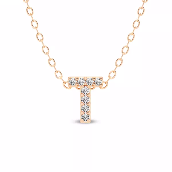 Petite Lab Diamond Initial Necklace – T