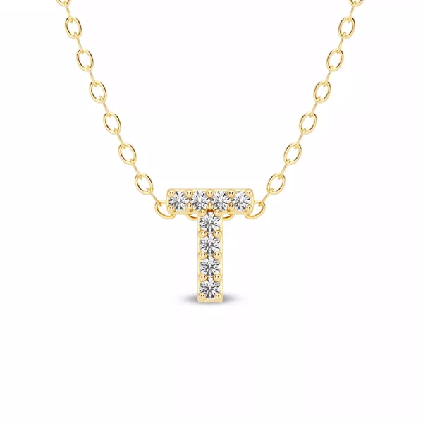 Petite Lab Diamond Initial Necklace – T