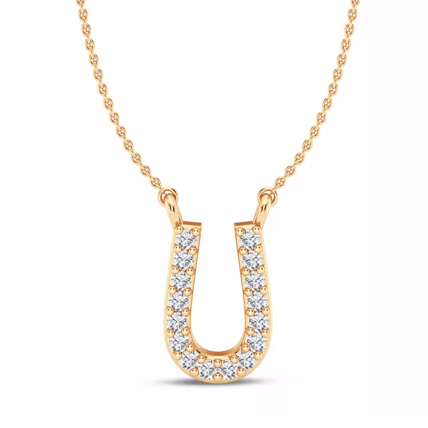 Lab Diamond Initial Necklace – U
