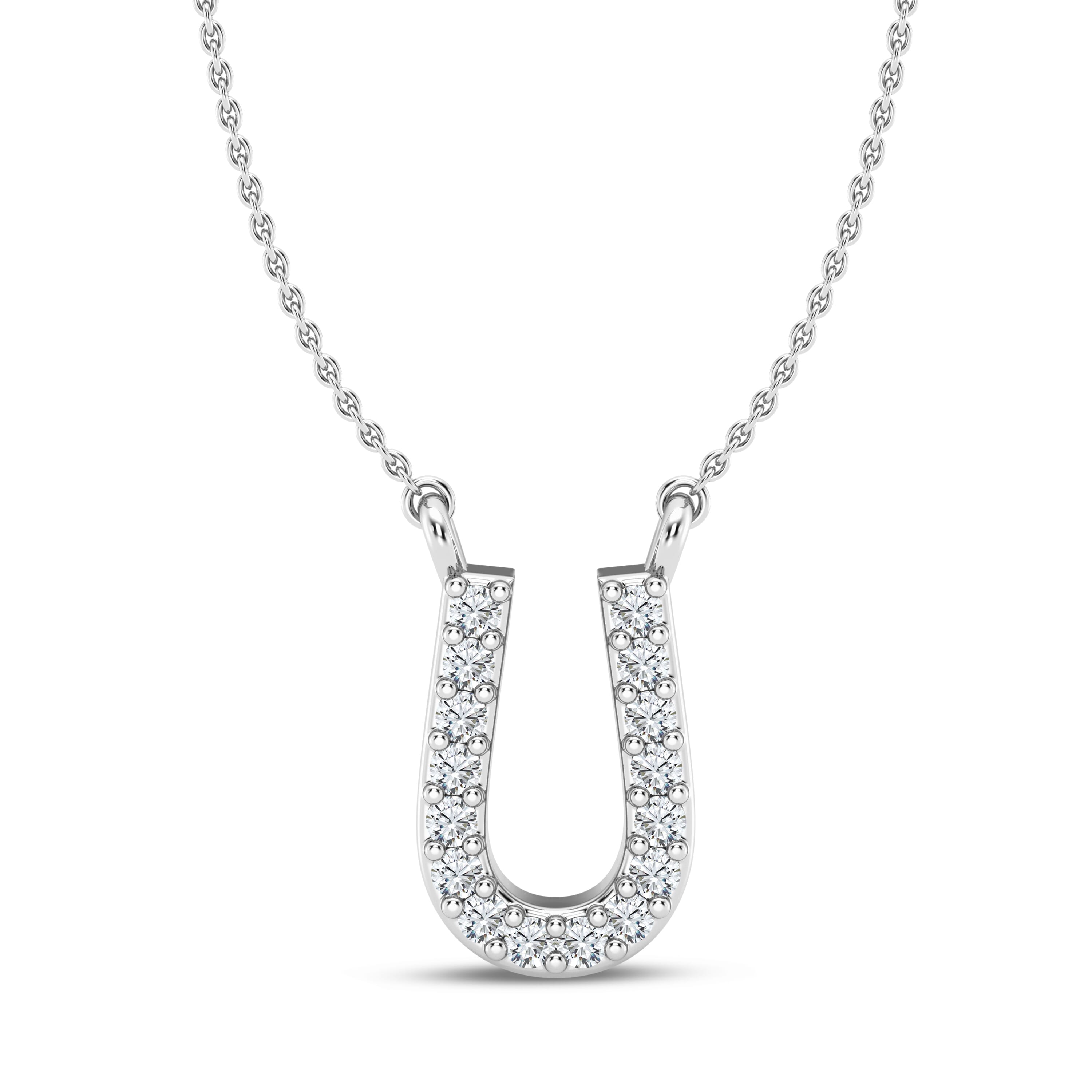 Lab Diamond Initial Necklace – U
