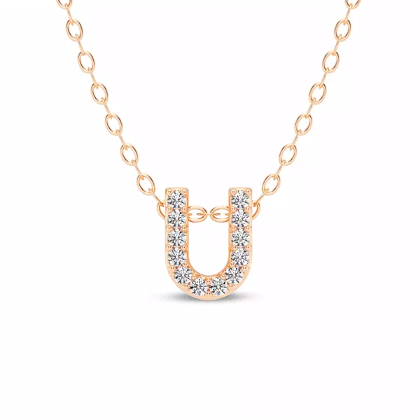 Petite Lab Diamond Initial Necklace – U