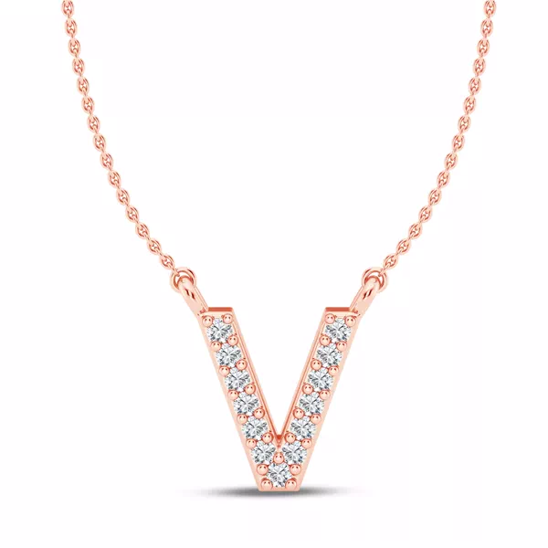Lab Diamond Initial Necklace – V