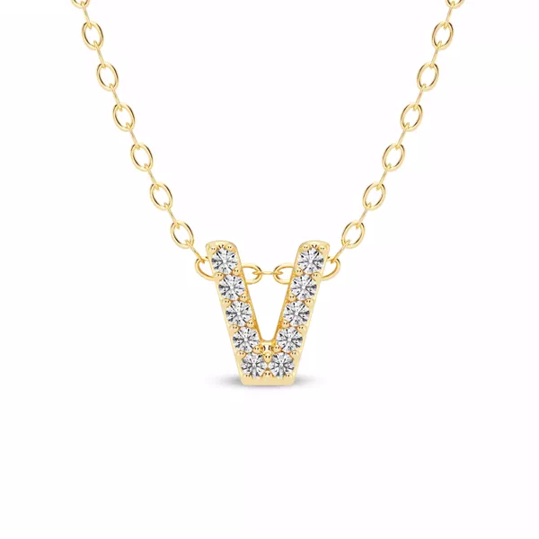 Petite Lab Diamond Initial Necklace – V