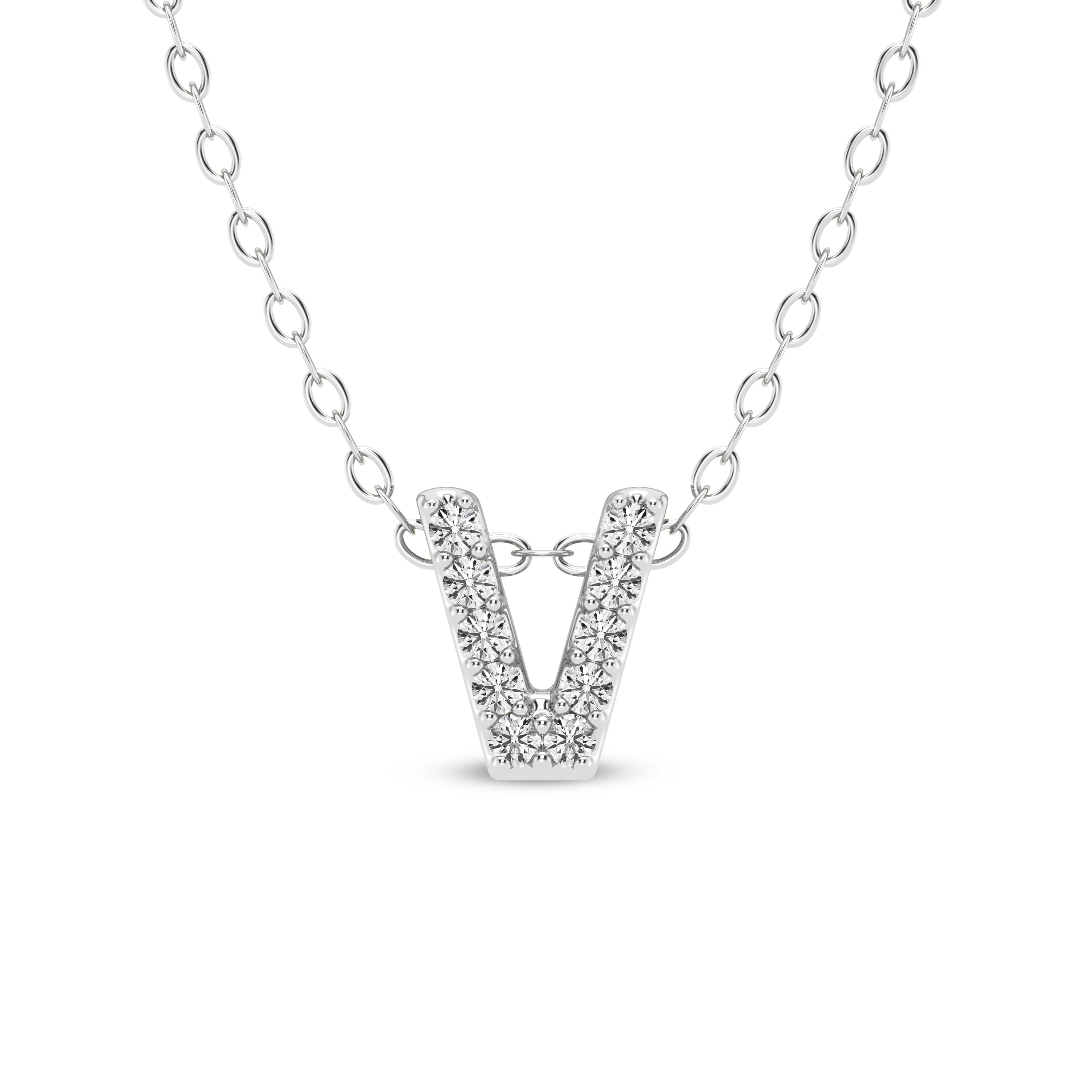 Petite Lab Diamond Initial Necklace – V