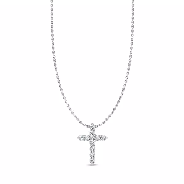 Classic Shared Prong Lab Diamond Cross Necklace (.10 ct. tw.)