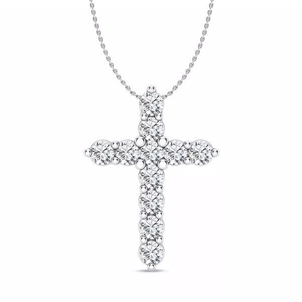 Classic Shared Prong Lab Diamond Cross Necklace (2 ct. tw.)