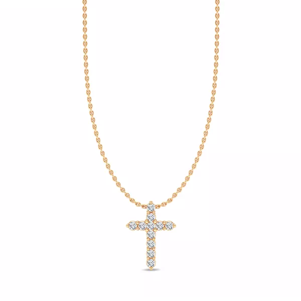 Classic Shared Prong Lab Diamond Cross Necklace (.10 ct. tw.)