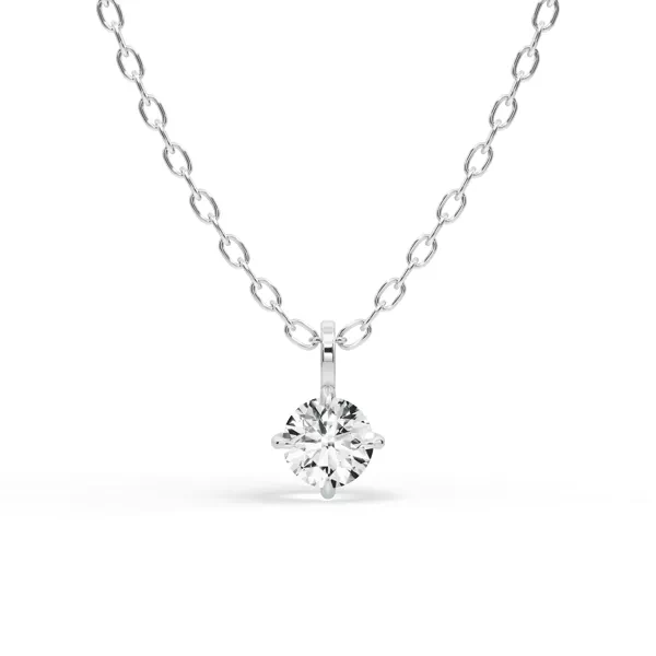 Classic Compass Set Round Lab Diamond Solitaire Silver Necklace (1/2 ct. tw.)