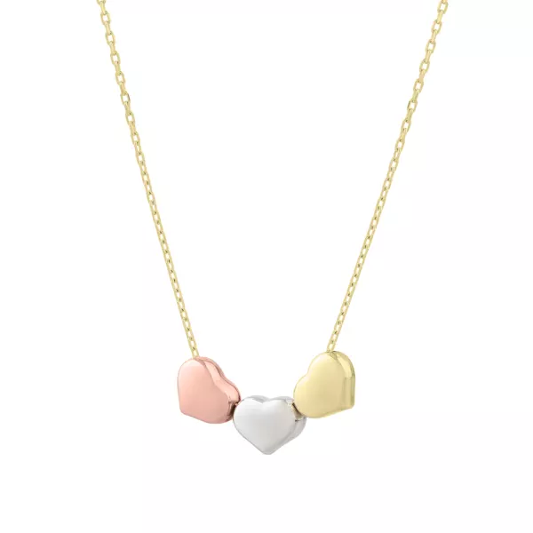 Tricolor Heart Gold Necklace